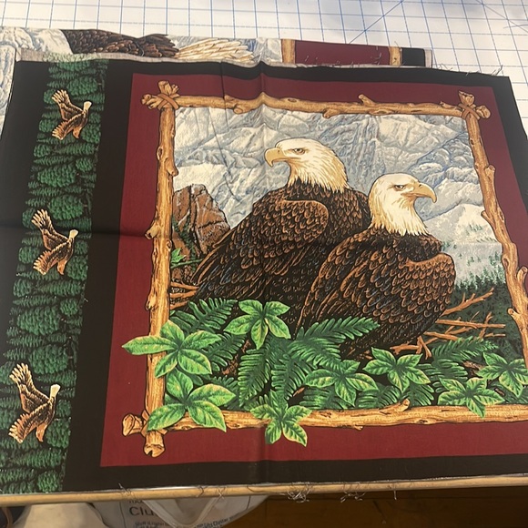 Springs Industries Other - Vintage Cotton Eagle Blanket Panel & 2 Pillow Panels 1 1/2 Yards
